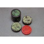 * Four vintage tins of percussion caps, to include Joyces, Kynoch and Dixie Gun Works.