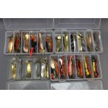 Four tackle boxes filled with Abu Tobys, flying C's etc.