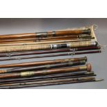 Two salmon fly rods, first by Bowness and Bowness, Greenheart in four section, 17',