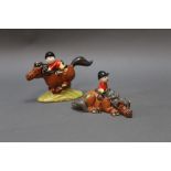 Beswick Thelwell two figures titled "Pony Express" and "Kickstart".