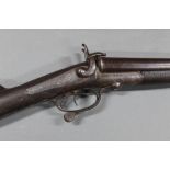 * J Matthews a pin fire side by side shotgun, with 30" Damascus barrels,