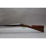 An AYA Yeoman 12 bore side by side shotgun, with 26" chopper lump barrels,