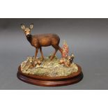 Border Fine Arts, a figure of a roe doe and twin kids "In Sunny Glade" model No.