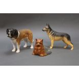 Beswick three dogs, to include Alsation "Ulrica of Brittas",