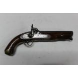 Antique large bore percussion pistol by Manton & Company London, complete with ramrod,