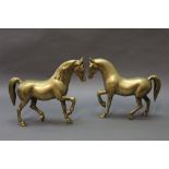 A pair of brass horses. Height 21 cm.