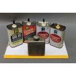 * A military issue oil bottle stamped J & RO 1952, together with four oil tins, Youngs 303,
