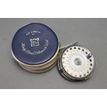 Hardy The Princess trout fly reel, 3 1/2" with leatherette pouch.