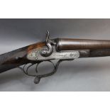 * GE Lewis a 12 bore side by side hammer shotgun, with 30" Damascus barrels,