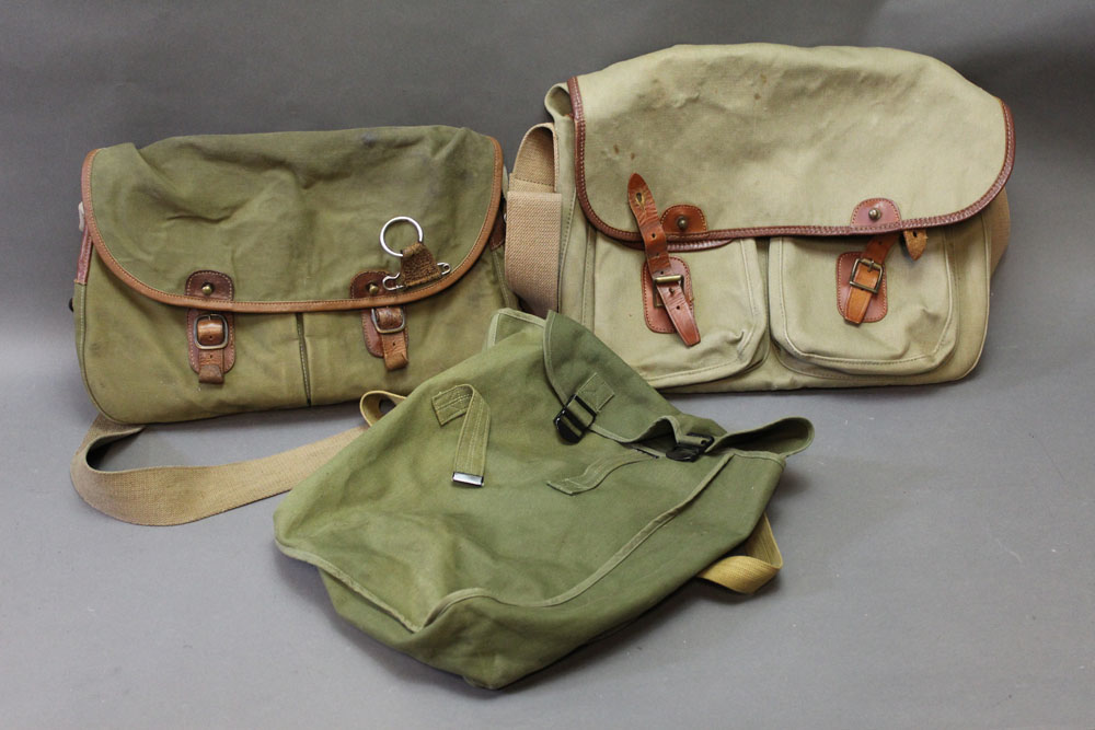 A vintage Brady fishing bag, together with two others.