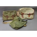 A vintage Brady fishing bag, together with two others.