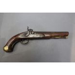 * A percussion pistol, with 9" steel barrel,