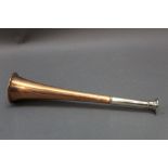 Swaine & Adeney a copper and silver plate hunting horn,