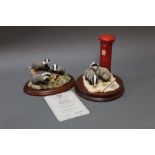 Border Fine Arts two badger figures, to include "Urban Badgers" limited edition 157/1500, model No.
