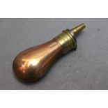 * Sykes a pistol powder flask with copper body, stamped to the body Sykes, 8 cm.