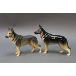 Beswick two Alsatians "Ulrica of Brittas" matt and gloss.