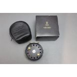 Hardy The St George Salmon Hotspur reel. Serial No. A57602 with box and leather reel pouch.