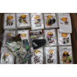 A box containing twenty fly boxes with flies, plus fishing scissors, fly tying equipment etc.