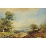 Sir John Crampton (1805-1886), "Irish Landscape" lake view with trees to foreground.
