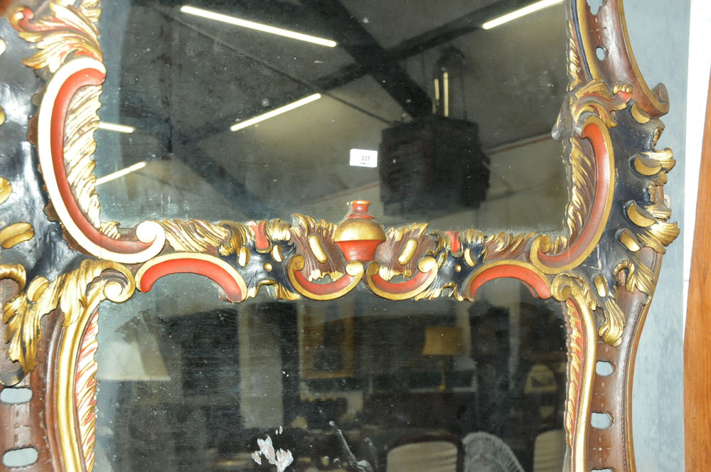A pair of impressive mid 18th century painted and parcel gilt wood mirrors of Rococo design, - Image 16 of 25