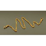 A 9 ct gold watch chain, each link hallmarked. Length 35 cm, 9.9 grams.