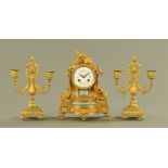 A 19th century ormolu and porcelain clock,