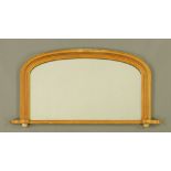 A Victorian gilt framed overmantle mirror, small size. Height 53 cm, width 98 cm.