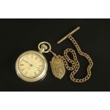 An antique Waterbury Duplex pocket watch, knob wind. Case diameter 40 mm.