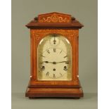 An Edwardian inlaid mahogany bracket clock,