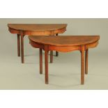 A pair of George III mahogany D end pier tables,