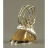 A Victorian silver plated mounted horse hoof letter rack by Ward and Co.