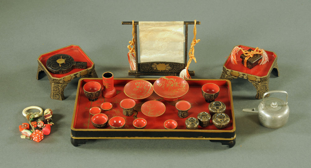 A quantity of 1930's Japanese lacquered miniature furniture and catalogue dated 1933 (see - Image 4 of 6