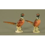 A pair of Goebel porcelain pheasants, impressed and printed marks. Height 14 cm.