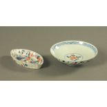 A Chinese Imari porcelain spoon tray of Navette outline, Kangxi, 14 cm wide,