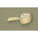 A George III silver caddy spoon by Wardell & Kempson,
