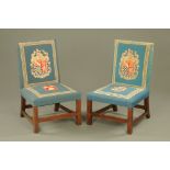 A pair of George III mahogany square back dining chairs,