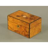 A Victorian figured walnut jewellery box, with ebonised banding,