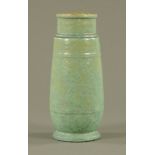 A Branham Barnstaple green mottled ware vase, impressed marks to base. Height 30 cm.