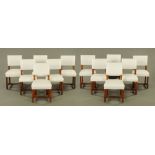 A set of 12 Victorian oak "House of Lords" dining chairs after A.W.N.