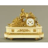 A 19th century French mantle clock, with marble base,