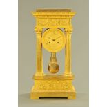 A large 19th century Portico clock, with two train movement striking on a bell.