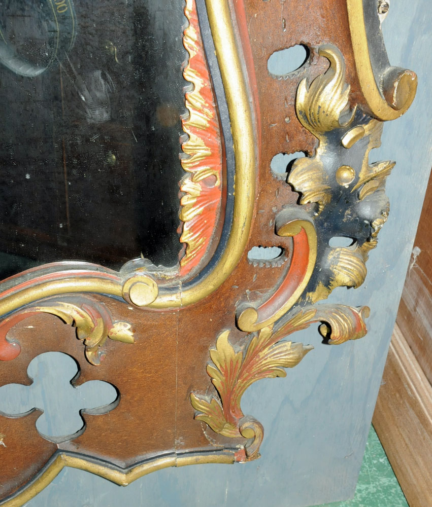 A pair of impressive mid 18th century painted and parcel gilt wood mirrors of Rococo design, - Image 23 of 25