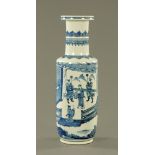 A Chinese blue and white porcelain Rouleau vase,