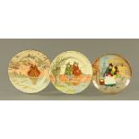 Three Royal Doulton plates, "The Old Balloon Seller",