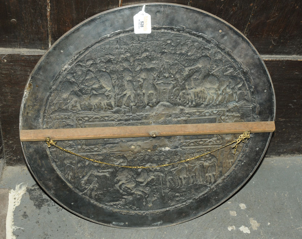 A 19th century white metal circular parade shield, - Image 5 of 5
