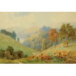 E H Marten, watercolour "A Glimpse of Ullswater from Brackenrigg". 24 cm x 35 cm, signed.