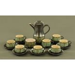 A stoneware coffee service, circa 1970, comprising coffeepot, eight cups,