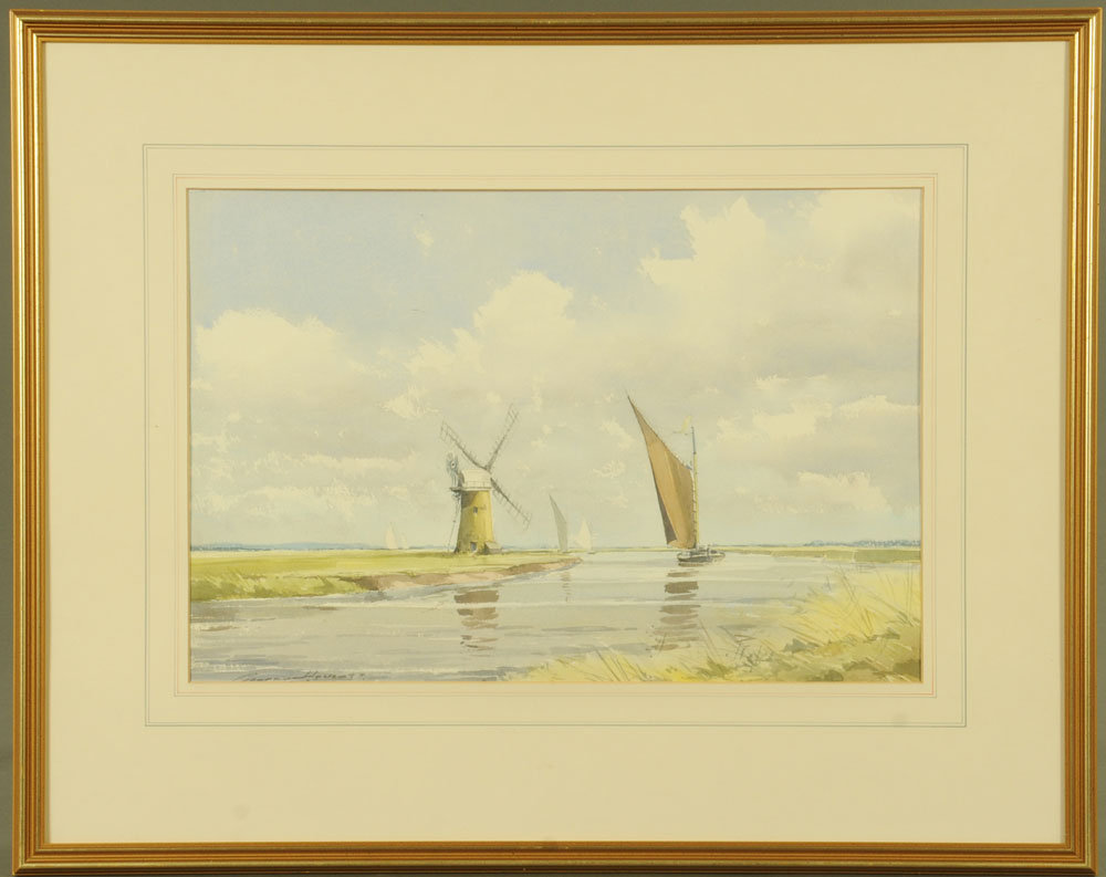 Graham Howleat, "The Albion on the Bure, Near Great Yarmouth". 34 cm x 49 cm, framed, signed. - Image 2 of 3
