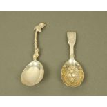 An early Victorian silver caddy spoon by Francis Higgins II,