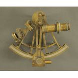 A Henry Barow & Co London brass sextant, with plaque beneath Henry Barow & Co, 26 Oxenden Street,